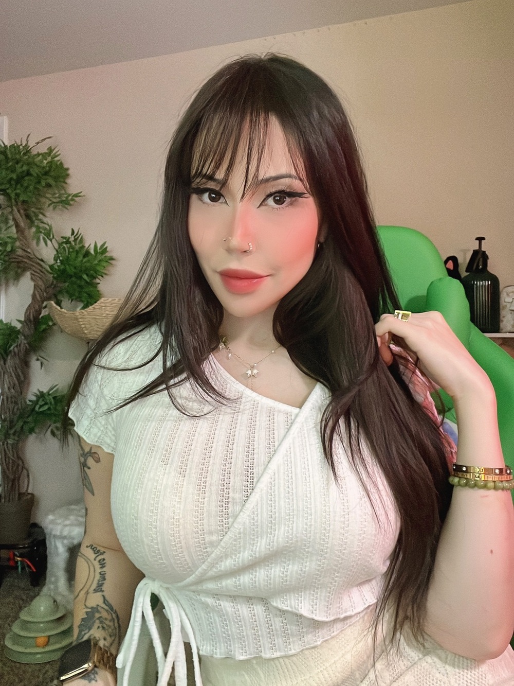Wrap-Front White Ribbed Crop Top - Picture 1 of 2